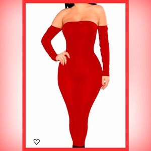 Women’s Long Sleeve Sexy Red Jumpsuit Romper!